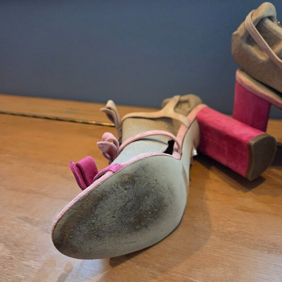 J Crew Stella Pink Bow Heels Suede Size 9 - Picture 5 of 6